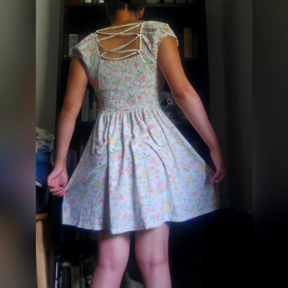 Floral Lace-Up Back Dress